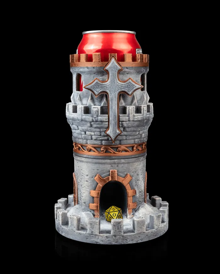 [STLFLIX] Tower of the Valiant Can Holder & Dice Tower (colored)